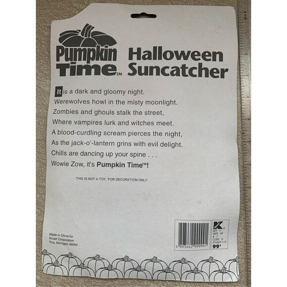 Halloween Sun Catcher-NEW Stained Plastic-Pumpkin Time-KMart Witch Window Decor - Picture 6 of 6